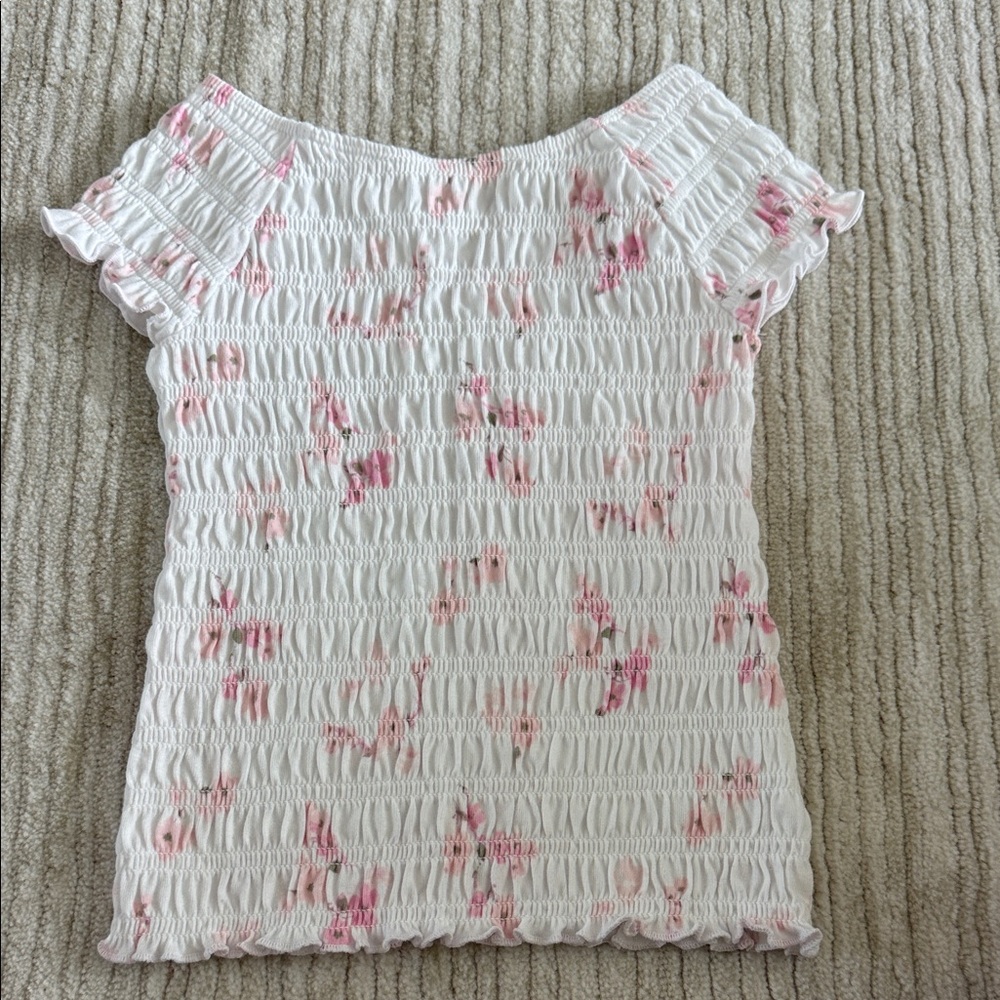 Abercrombie Kids White and Pink floral top